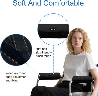SPRING SEAON Wheelchair Armrest Covers 2 Pack Soft Memory Foam Wheelchair armrest Pads Wicking Washable for Office Transport Chair (Black)