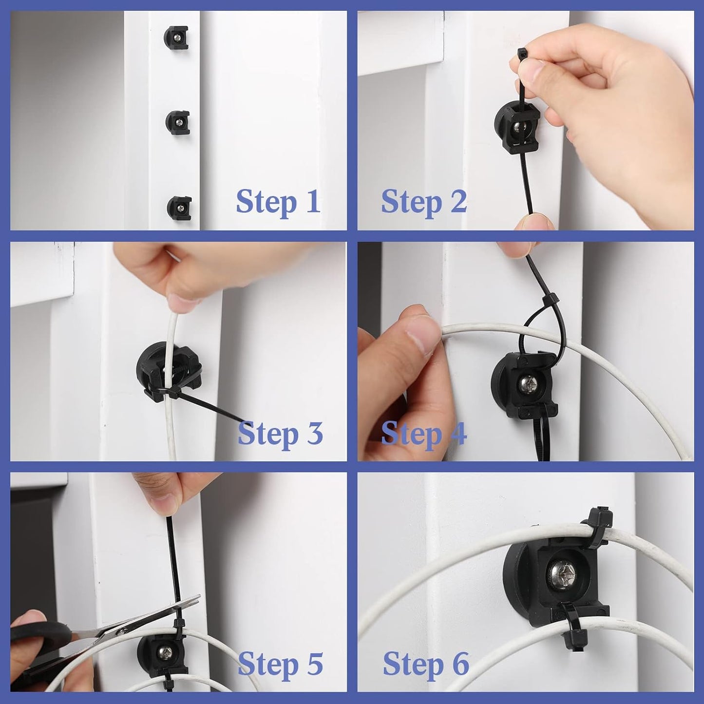 Yookeer 60 Pieces Magnetic Zip Tie Mount Multipurpose Cable Holder Magnets Magnetic Wire Management Bases with Heavy Duty Zip, Mount Nylon Cable Ties in Total (43 mm)