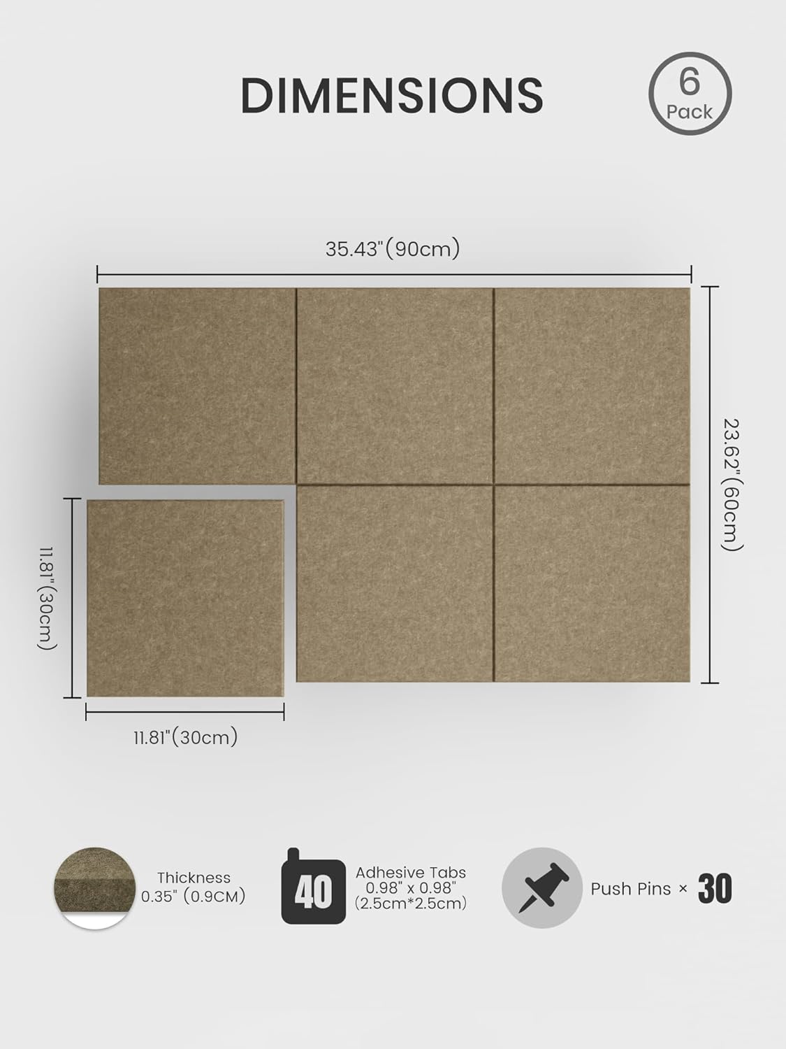 Bumusty Large Cork Board Alternative-48 x 36" Felt Bulletin Board Tiles, with 30 Pushpins, 70 Adhesive Tabs, Bold-Stripe 12-Pack, Cork Boards for Office Push Pin Board Felt Board-Carbon Blue