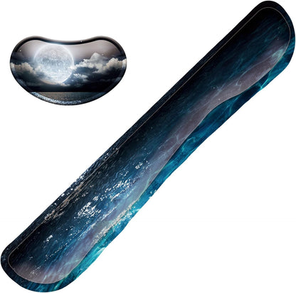 Keyboard Wrist Rest Mouse Wrist Support Set, Memory Foam Wrist Rest Pad for Computer Laptop Keyboard Mouse, Ergonomic Wrist Cushion Support for Typing Pain Relief, Gaming Home Office, Flowers Grass