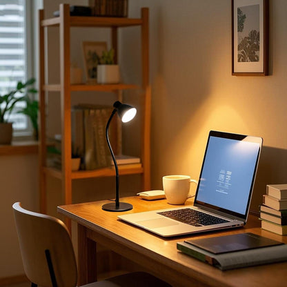 LED Desk Lamp for Home Office, CRI 90+ Eye-Caring Reading Light, Small Desk Light with Flexible Goose Neck, Perfect for Study Desk (Adapter Included)