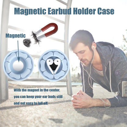 MAIRUI Wired Earbud Case Earphone Headphone Cord Organizer Earbuds Wrap Soft Silicone Magnetic Holder Storage Tangle Free Cable Winder(Red)