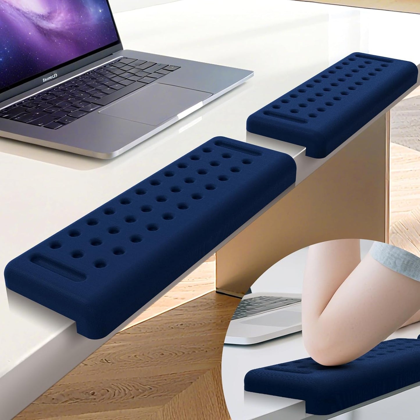 L-Shaped Desk Edge Cushion, 2 PCS Elbow Rest for Desk with Ergonomic Support, Memory Foam Elbow Pad & Arm Rest for Palm, Wrist & Forearm, Non-Slip & Separate Design, Office & Home, Black