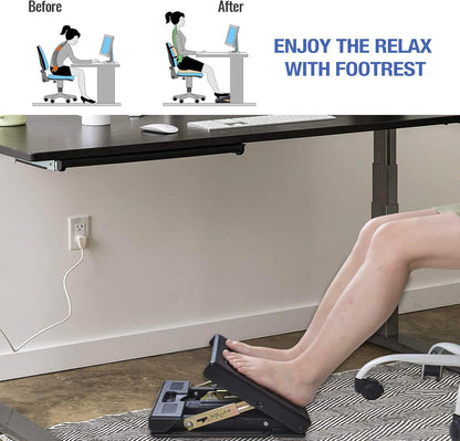 Foot Rest for Under Desk at Work 4-Level Height Adjustable, Ergonomic Foldable Footrest for Office, Gaming,Computer, Soft & Removable Pad Desk Foot Stool Suitable for All Seasons