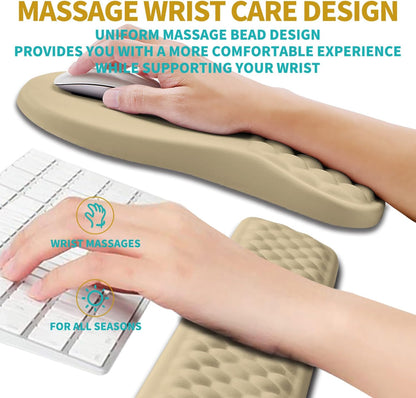 Hokafenle 2 in 1 Ergonomic Mouse Pad Wrist Support & Wrist Rest for Computer Keyboard Set, with Relieve Carpal Tunnel Pain Massage Bulge and Full Memory Gel Design (2In1 Set, Black)