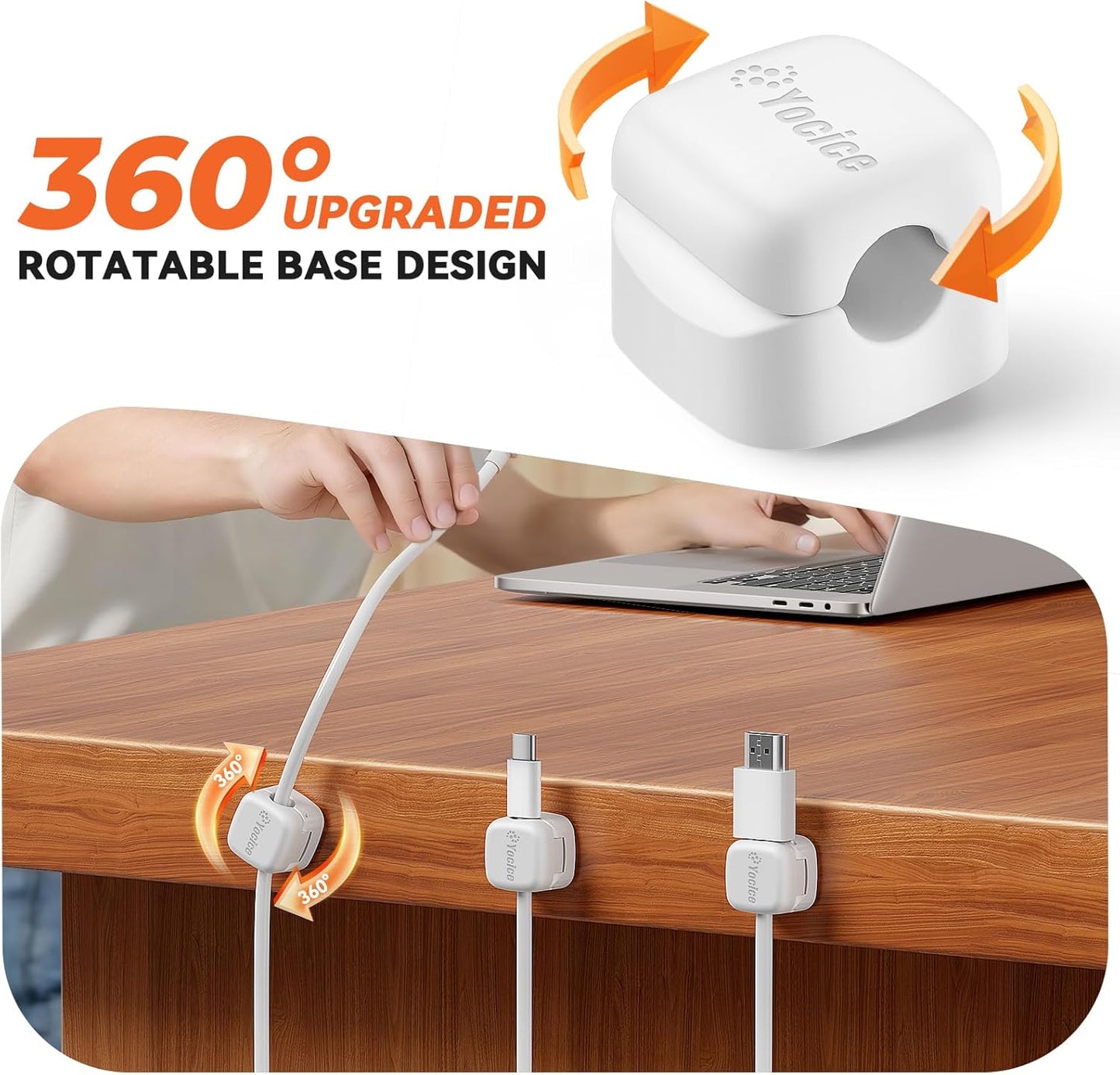 12Pack Rotatable Cord Organizer,Spring Cable Clips Desk Cable Management Cord Holder Adhesive Phone Charger Cord Clips for Home Office Car Wall Nightstand Accessories, Clear