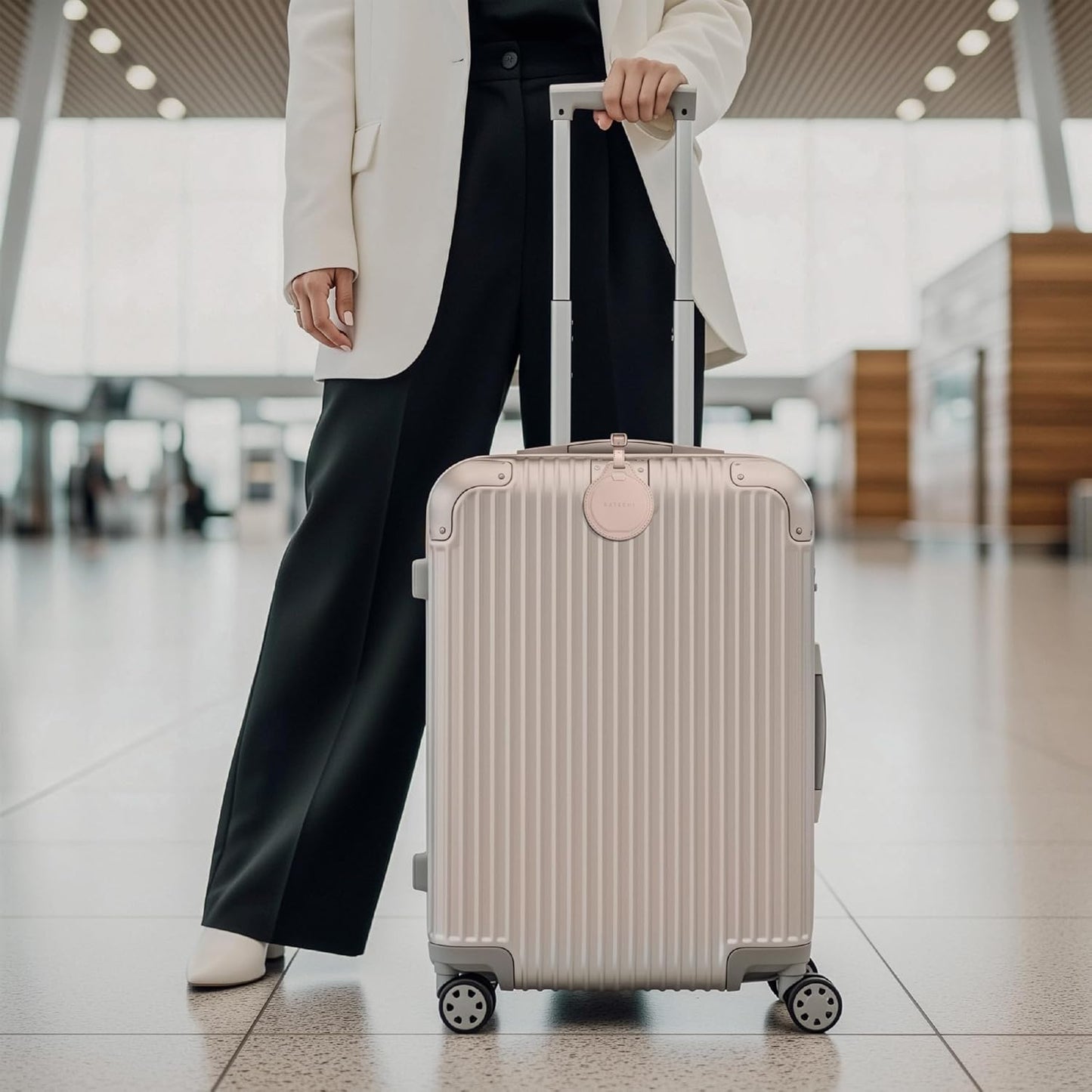 Satechi FindAll Smart Luggage Tag with Find My, TSA-Friendly, Airport Tracking, Left-Behind Alerts, Loud Audible Chime, Wireless Rechargeable, Works with iPhone, iPad, Mac – Desert Rose