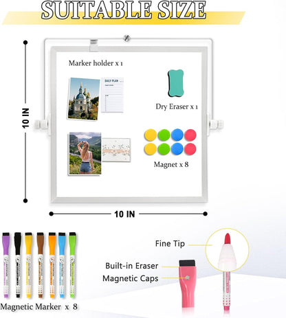 Dry Erase Magnetic White Board, 16" x 12" Double-Sided Desktop Whiteboard with Stand, Portable Small Whiteboard Set for Drawing, Office, Home
