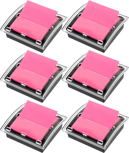 Mr. Pen- Pop Up Note Dispenser, 3" x 3", 2 Pack, Black Base, Clear Top, Sticky Note Dispenser, Sticky Note Holder for Desk