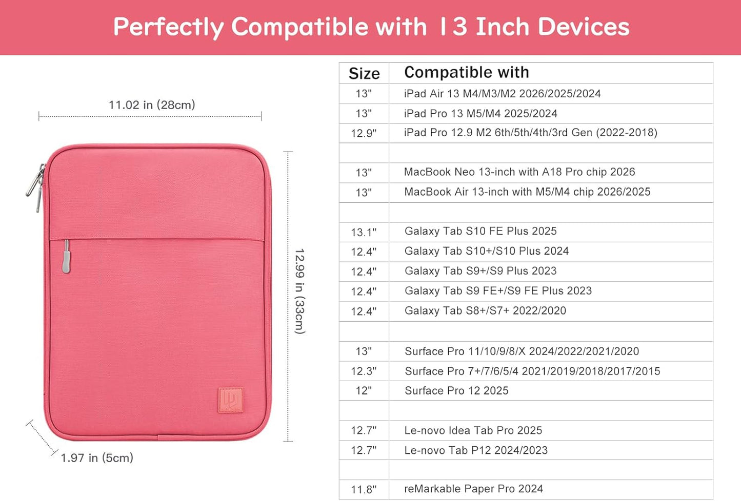 Dadanism 9-11 Inch Tablet Sleeve Padded Carrying Case for iPad (A16) 11th Gen 11", iPad 10th Gen 10.9", iPad Air M4/Pro M5 11", iPad Air 5/4, iPad 9/8/7th Gen, Galaxy Tab A11+ Plus 11", Blue