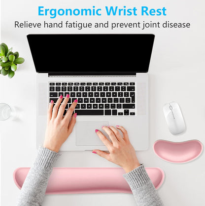 Dapesuom Enlarge Keyboard Wrist Rest, Memory Foam Keyboard Wrist Cushion for Computer Desk Mats Support, Pain Relief Ergonomic Mouse Pad Rests with Non-Slip Base for Gaming, Laptop, Radiant Orchid