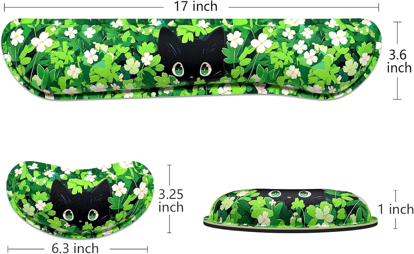 Dapesuom Enlarge Keyboard Wrist Rest, Memory Foam Wrist Cushion for Desk Mat Support, Cute Pain Relief Keyboard Mouse Pad Rests Set with Non-Slip Base for Gaming Laptop Office Computer, Elegant Flower