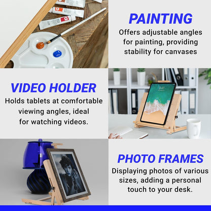 Falling in Art Beechwood Tabletop Easel, Wooden Drawing Board Easel, Adjustable Desktop Easel for Artists and Beginners, Suitable for Painting and Displaying Artwork