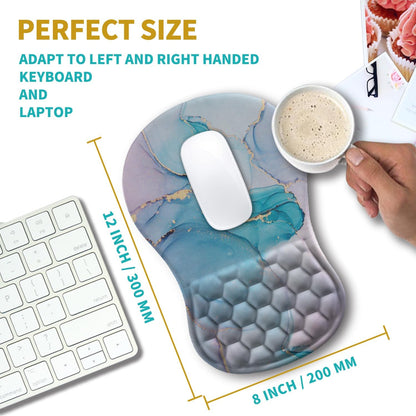 Hokafenle Ergonomic Mouse Pad Wrist Support, Wrist Rest Mousepad for Carpal Tunnel Pain Relief with Integrated Memory Foam Slope Massage Bulge (11.8x7.9 inch,Topographic Contour)