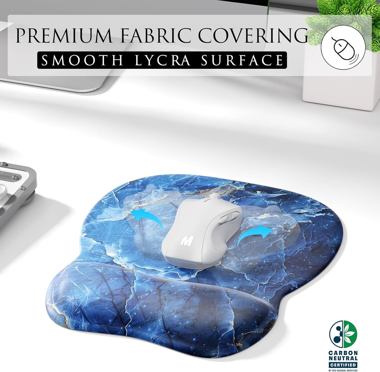 MROCO Ergonomic Mouse Pad with Gel Wrist Rest, Smooth Wrist Support Surface, Non-Slip PU Base for Pain Relief, Comfortable Mousepad for Computer, Laptop, Office & Home, 9.4 x 8.1 in, Black