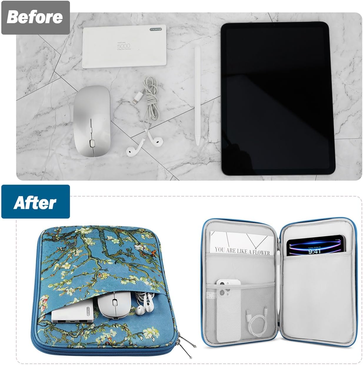 MoKo 9-11 Inch Tablet Sleeve Case, Fits New 11inch iPad Air M4/Pro M5, iPad A16 11", i-Pad 10/9/8/7th/Air 5/4th 10.9"/10.2", Tab S9/S8 11", Protective Bag Carrying Case with Pocket, Dark Gray