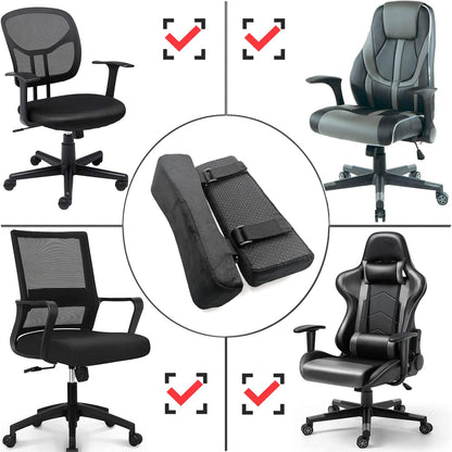Office Chair Armrest Covers, Set of 2 Comfortable Armrest Elbow Pillow (2 Black Armrest Pillow)