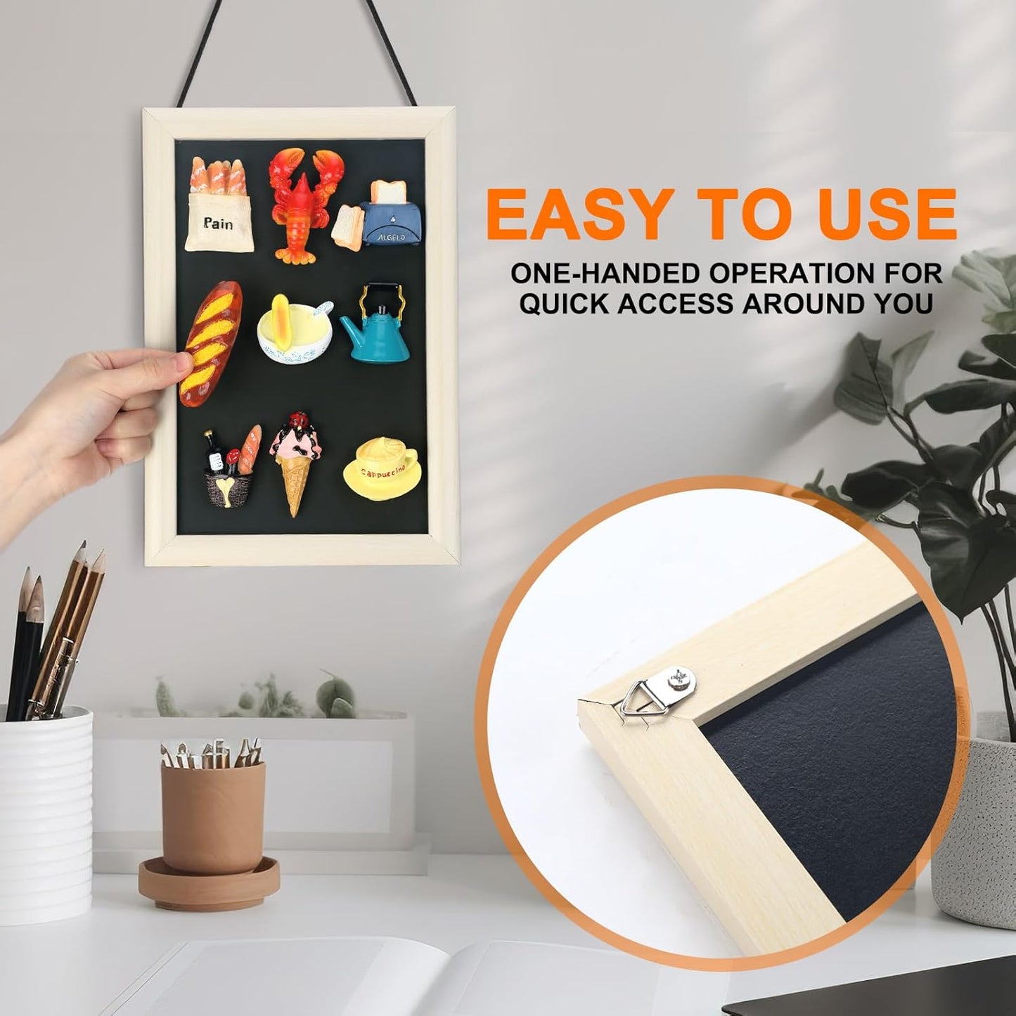 Maitys Black Souvenir Magnetic Board with Stand, 12 x 8 Inches Metal Magnet Display Bulletin Board for Wall Tabletop, Souvenir Easel Stand for Home Office