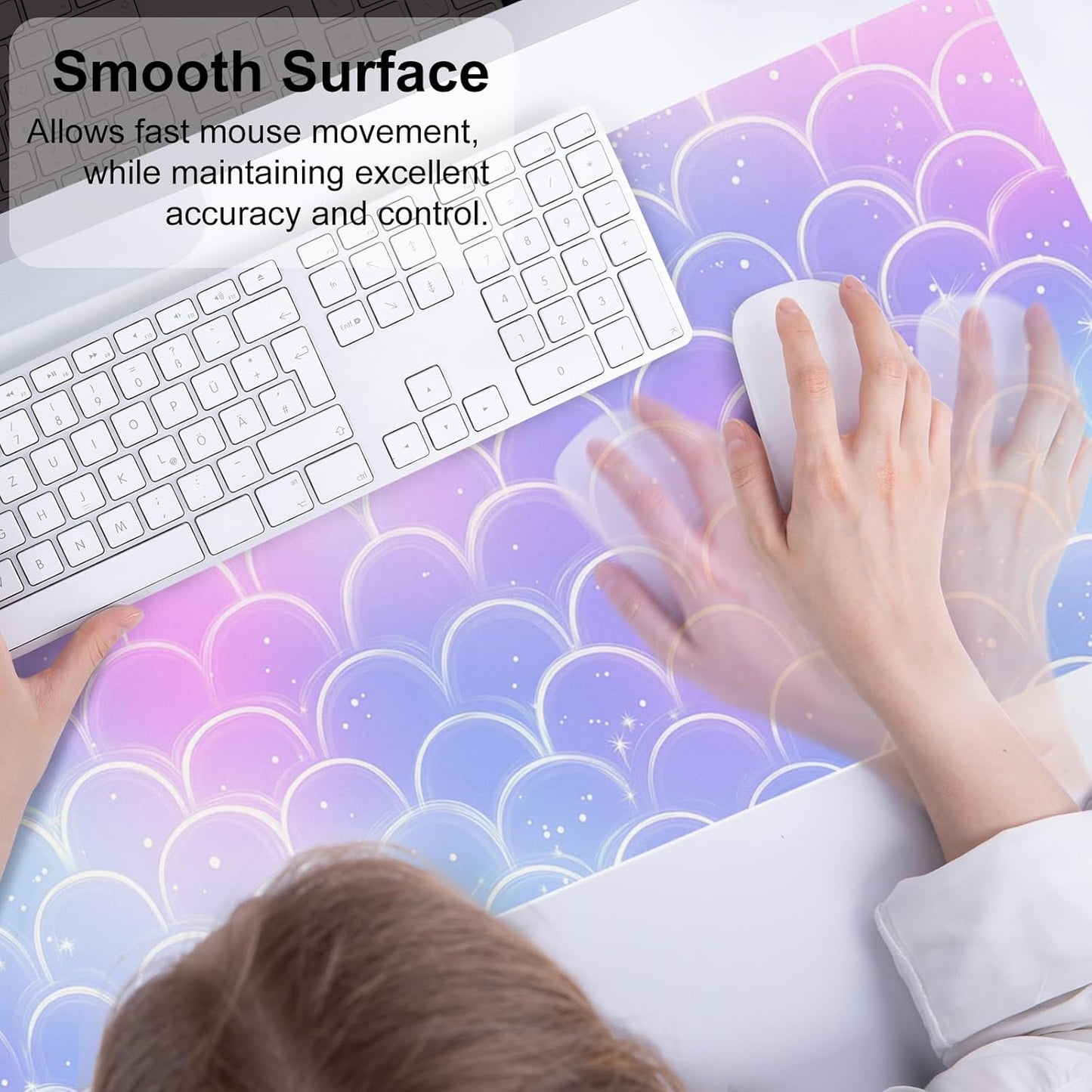QIYI Large Mouse Pad, Cute Pink Desk Mat for Desktop, Women Girls PU Leather Desk Pad Waterproof Gaming Mousepad, Rose Gold Marble Computer Protector Writing Pad for School Office Home 31.5" x 15.7"