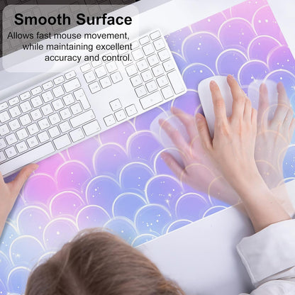 QIYI Large Mouse Pad, Cute Pink Desk Mat for Desktop, Women Girls PU Leather Desk Pad Waterproof Gaming Mousepad, Rose Gold Marble Computer Protector Writing Pad for School Office Home 31.5" x 15.7"
