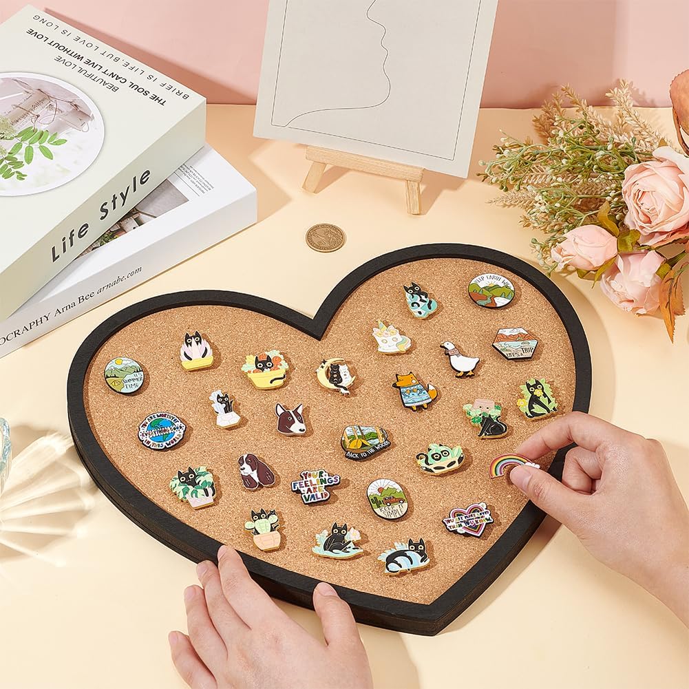BENECREAT Pin Board Square Cork Board, 0.8inch Thick Bulletin Display Board Wall Mounted Cork Board for Brooch Pin Storage, Office Home Festival Wedding Decor, 7.8x7.8inch