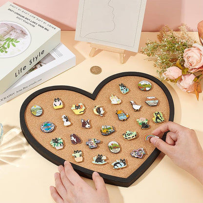 BENECREAT Pin Board Square Cork Board, 0.8inch Thick Bulletin Display Board Wall Mounted Cork Board for Brooch Pin Storage, Office Home Festival Wedding Decor, 7.8x7.8inch