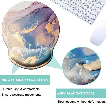 Mouse Pad with Wrist Support, Ergonomic Mouse Pad with Memory Foam Wrist Rest Cushion, Non-Slip Rubber Base Gaming Mice Pad for Home Office Computer Laptop, Flowers Grass