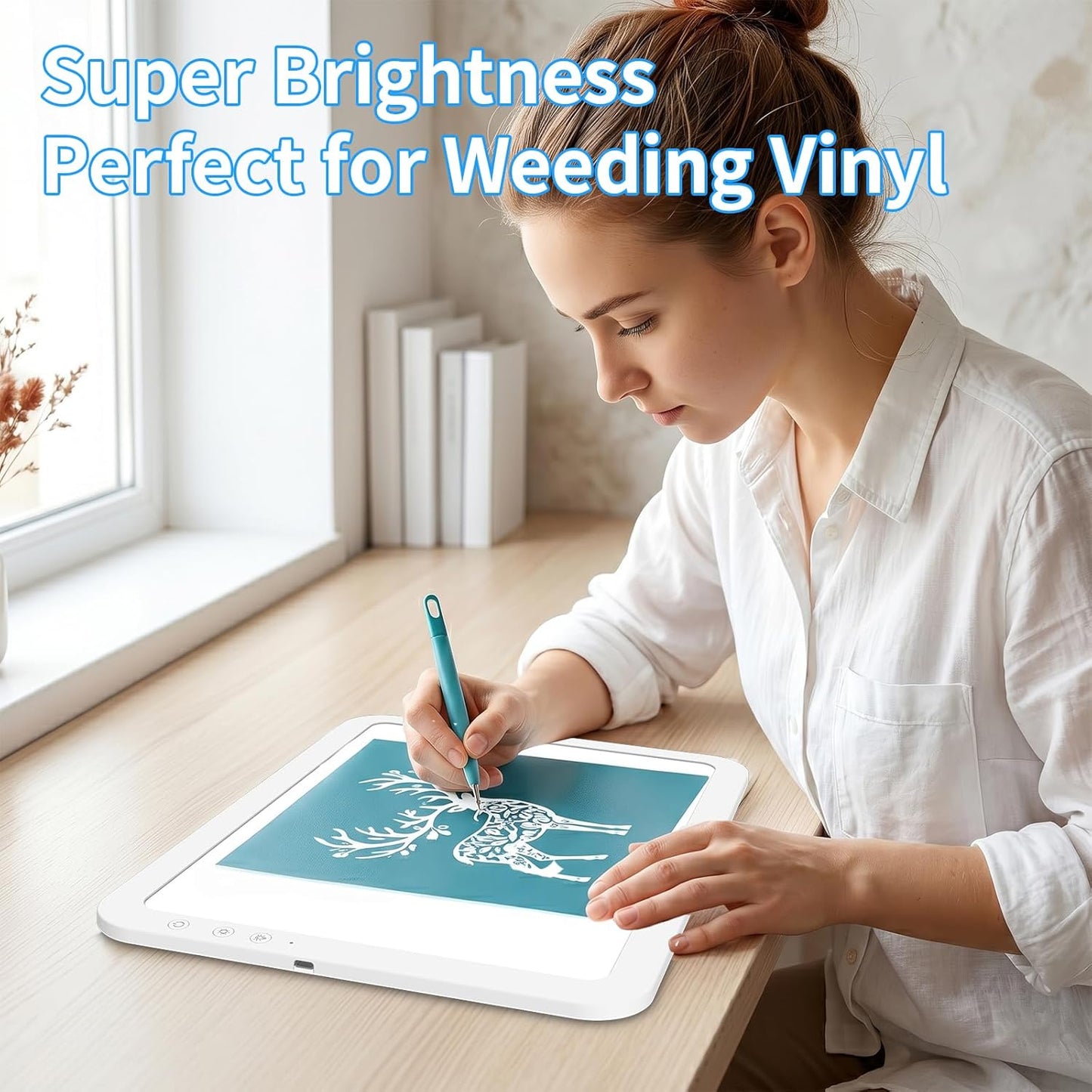 TOHETO A4 Rechargeable Led Super Bright Light Pad Powered by 3500mAh Lithium Battery for Weeding Vinyl Tool, Portable Wireless Light Board/Box for Tracing, Diamond Painting, Sketching & Drawing