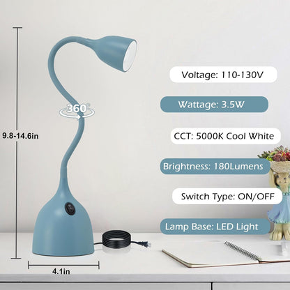 EJIAXIN Desk Lamp for Home Office - Clip on Reading Light and Bed Headboard Clamp Lamp, Bedside Gooseneck Table Lamp, Clip on Desk Lamps, Eye-Caring Desk Lamp for College Dorm Room Study Lamp, White