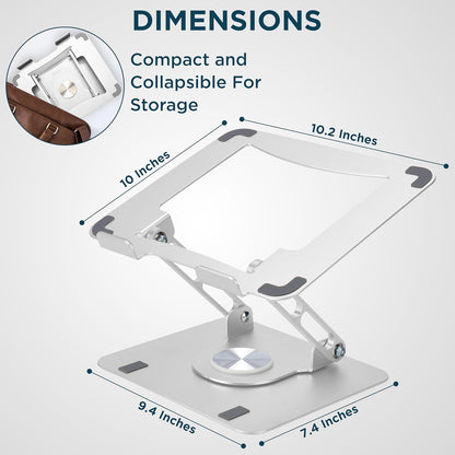 Uncaged Ergonomics Swivel Laptop Stand for Desk, Adjustable Computer iPad Stand for Desk w/ 360 Rotation, Portable Laptop Holder for Home Office Ergonomic Supplies
