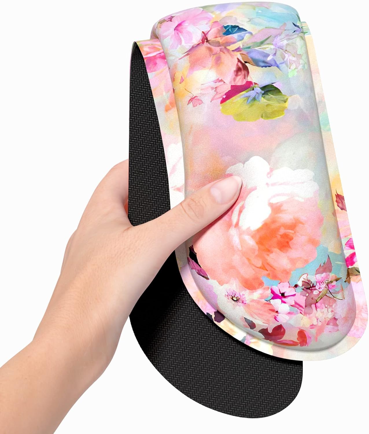Dapesuom Enlarge Keyboard Wrist Rest, Memory Foam Wrist Cushion for Desk Mat Support, Cute Pain Relief Keyboard Mouse Pad Rests Set with Non-Slip Base for Gaming Laptop Office Computer, Elegant Flower