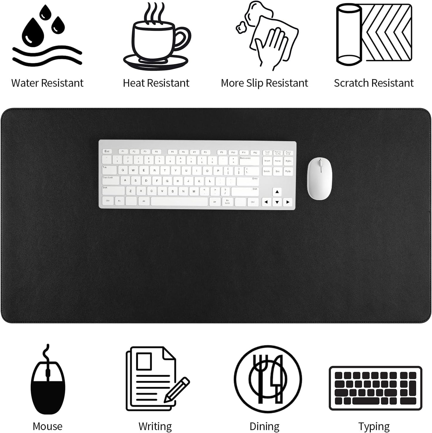 Bloss Leather Desk Pad and Keyboard Wrist Rest, Large Mouse Pad + Keyboard Pad+Mouse Wrist Support, Non-Slip Desk Mat Protector for Office, Home(31.5×15.7 Inches,Beige) - Colors B