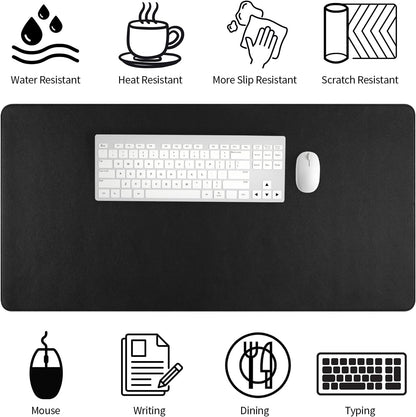 Bloss Leather Desk Pad and Keyboard Wrist Rest, Large Mouse Pad + Keyboard Pad+Mouse Wrist Support, Non-Slip Desk Mat Protector for Office, Home(31.5×15.7 Inches,Beige) - Colors B