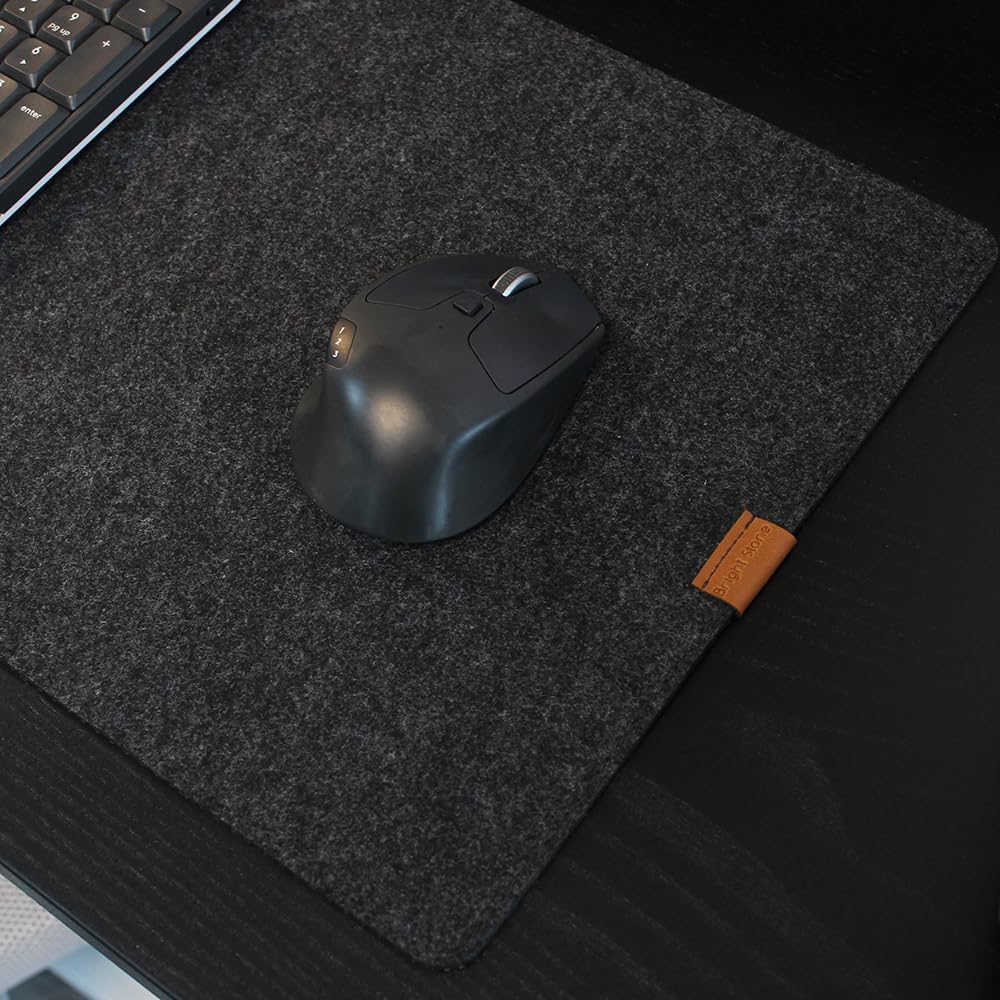 Bright Stone Felt Desk Mat,Non-Slip Mouse Pad, 27.5"x11.8" Office Supplies Desk Protector, Desk Accessories for Home and Office (Black)