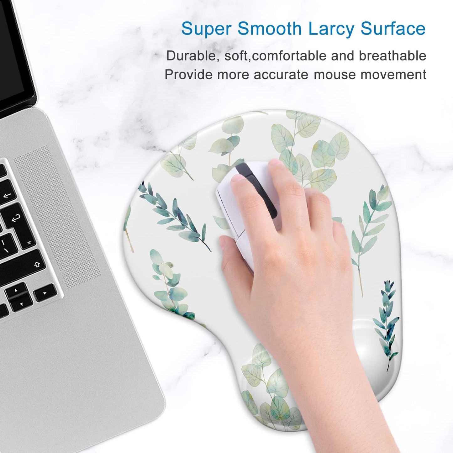 ITNRSIIET Ergonomic Mouse Pad with Gel Wrist Support Wrist Rest Smooth Surface Non-Slip PU Base Comfortable Office Supplies Pain Relief, 9.5 x 8 inches, Beach