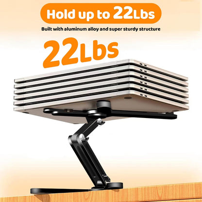 Moallia Laptop Stand with 360 Rotating Base, Computer Notebook Laptop Riser Metal Holder for Desk Collaborative Work, Fully Foldable for Easy Storage, Fits All MacBook, Laptops up to 16 inches, Black