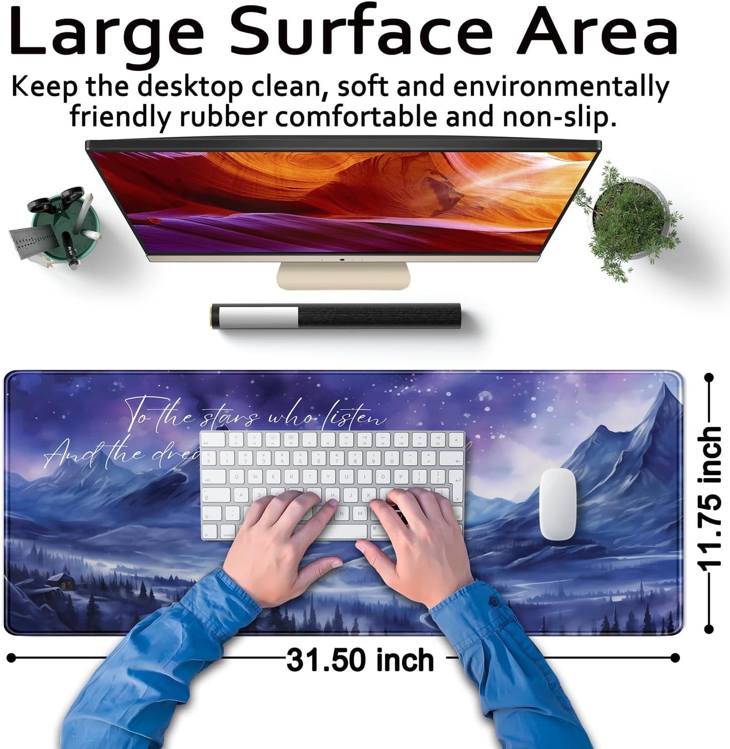 World Map Desk Mat Historical World Map Desk Pad Extra Large Computer Mouse Pad XL Black Topographic Mousepad Keyboard Pad for Desk Gaming Computer Laptop Office Non-Slip Desk Pad 31.5x11.8 in
