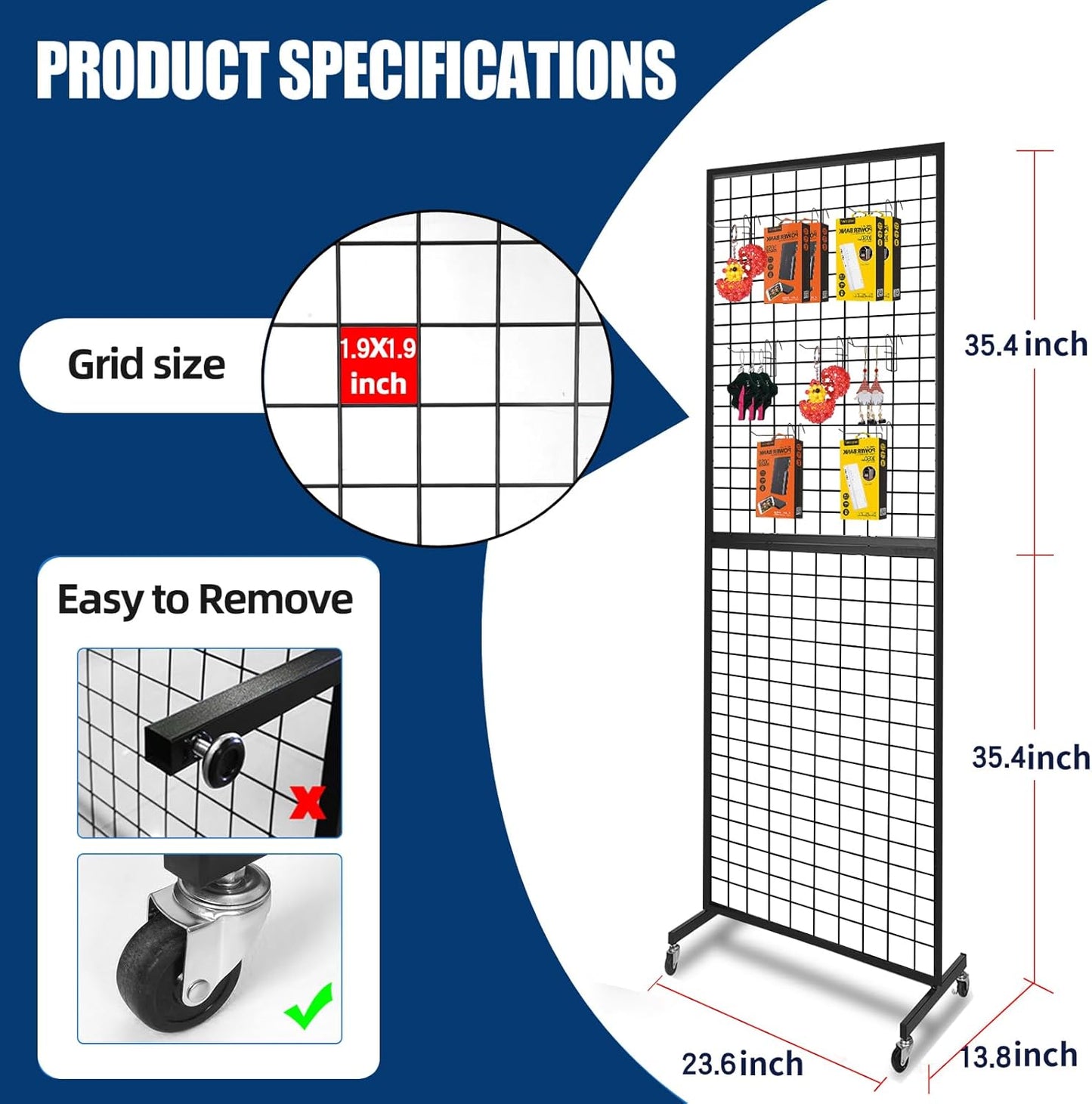 NectaCol Grid Wall Panels, 2 Packs 2'x 6' Gridwall Panels Tower with T-Base, Black Wire Grid Wall Display Rack, Craft Show Display Rack, Art Gridwall Display Stand