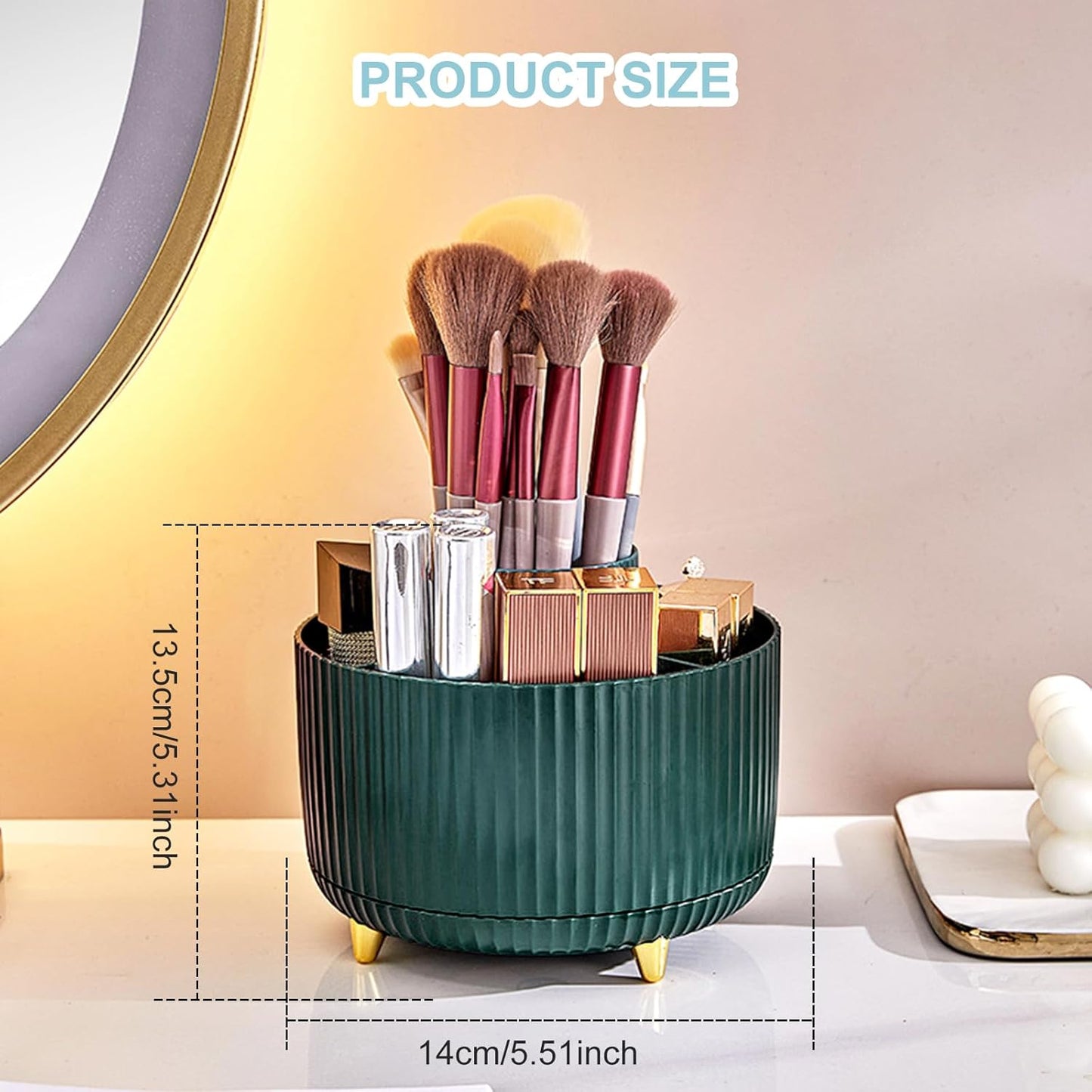 Cayxenful Pencil Holder For Desk,5 Slots 360°Degree Rotating Desk Organizers And Accessories,Desktop Storage Stationery Supplies Organizer, Cute Pencil Cup Pot For Office, School, Home (C-Blue)