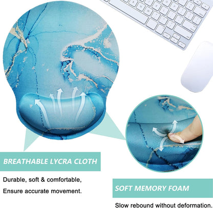 Mouse Pad with Wrist Support, Ergonomic Mouse Pad with Memory Foam Wrist Rest Cushion, Non-Slip Rubber Base Gaming Mice Pad for Home Office Computer Laptop, Flowers Grass