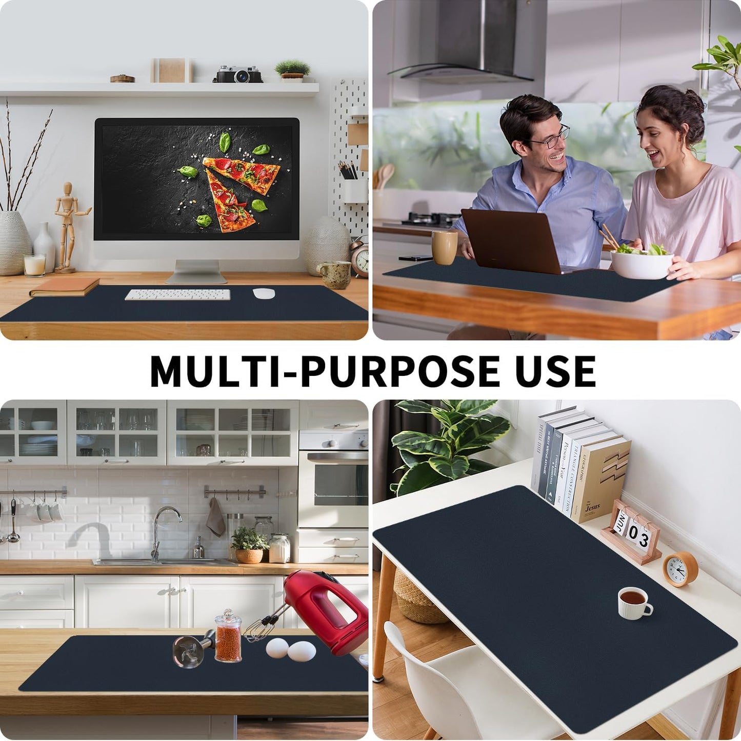 Bloss Leather Desk Pad and Keyboard Wrist Rest, Large Mouse Pad + Keyboard Pad+Mouse Wrist Support, Non-Slip Desk Mat Protector for Office, Home(31.5×15.7 Inches,Beige) - Colors A