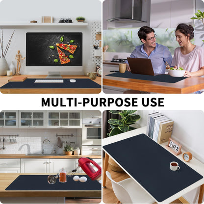 Bloss Leather Desk Pad and Keyboard Wrist Rest, Large Mouse Pad + Keyboard Pad+Mouse Wrist Support, Non-Slip Desk Mat Protector for Office, Home(31.5×15.7 Inches,Beige) - Colors A