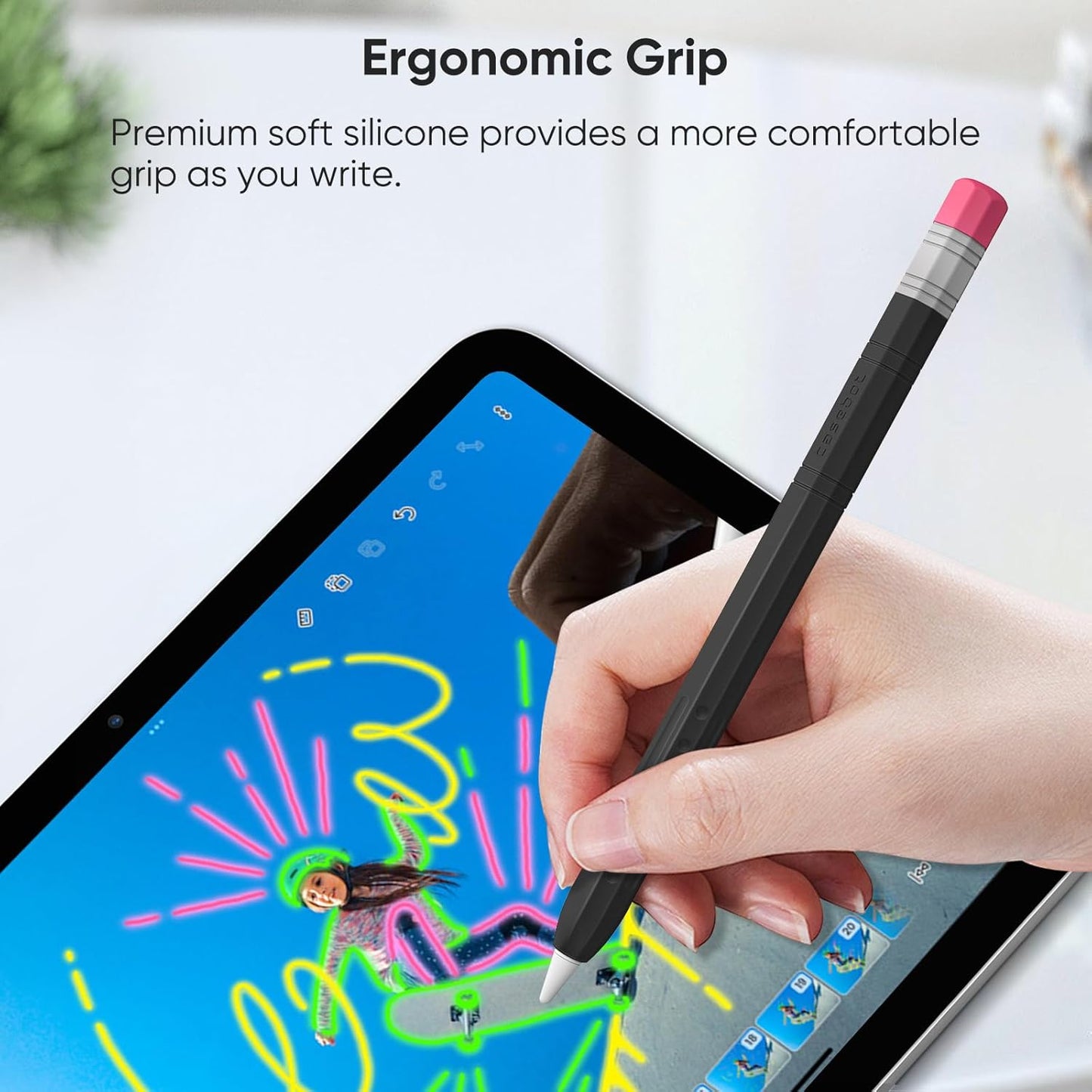 Fintie Silicone Sleeve for Apple Pencil (USB-C), Light Pen Skin Case Cover Soft Protective Anti-Slip Pencil Grip Holder, Supports Magnetic Attachment, Pink