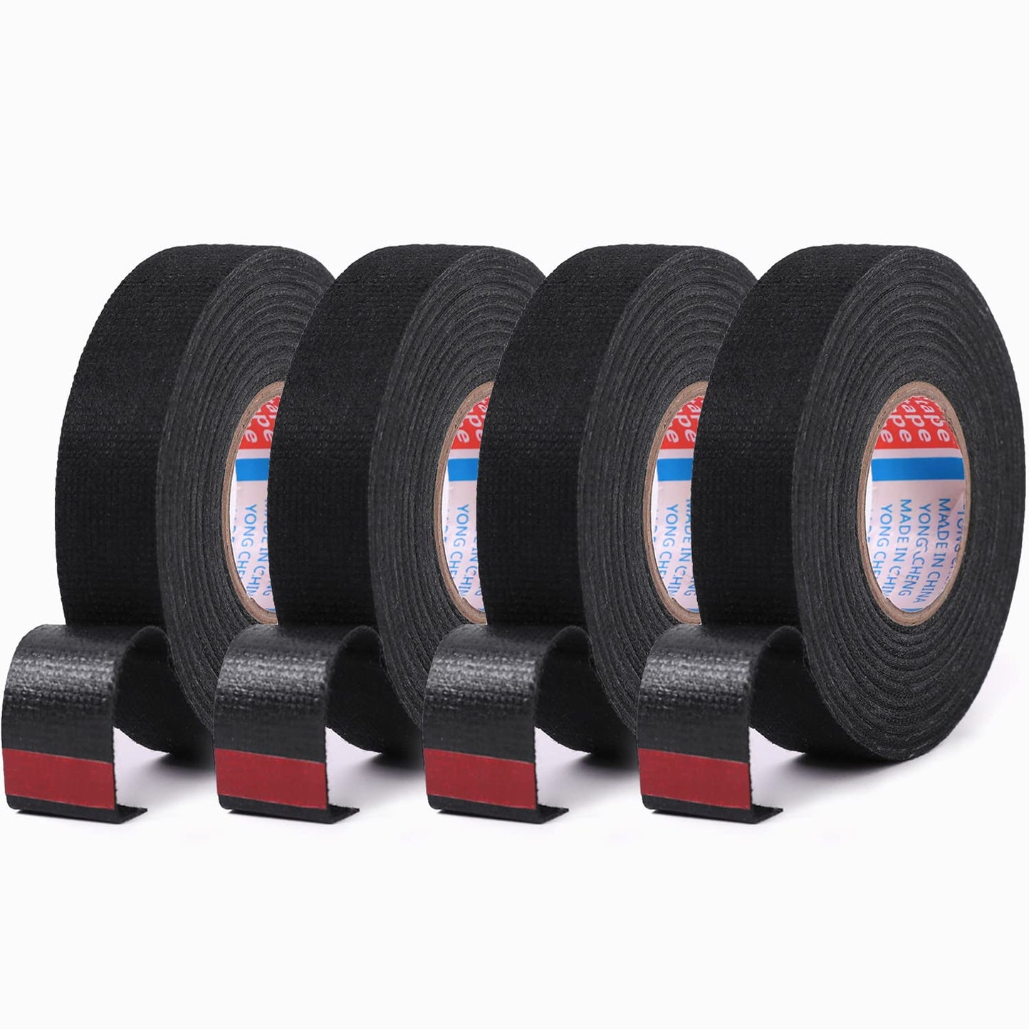 HSTECH 2 Rolls Wire Loom Harness Tape, Speaker Wiring Harness Cloth Tape, Black Adhesive Fabric Tape, for Automobile Electrical Wire harnessing Noise Dampening Heat Proof （15mm X 15m）