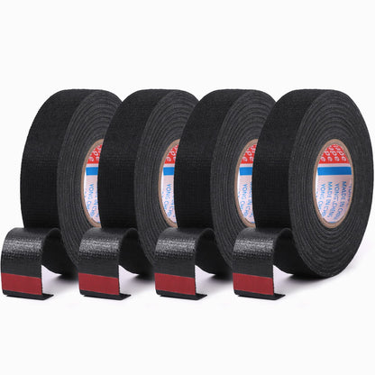 HSTECH 2 Rolls Wire Loom Harness Tape, Speaker Wiring Harness Cloth Tape, Black Adhesive Fabric Tape, for Automobile Electrical Wire harnessing Noise Dampening Heat Proof （15mm X 15m）