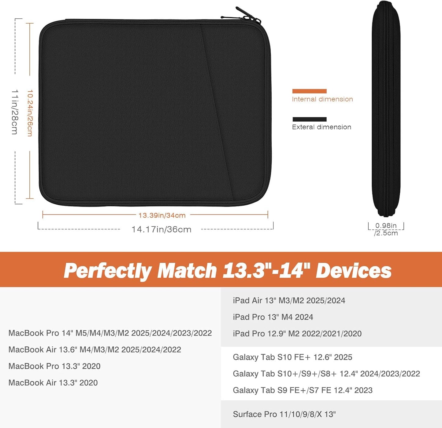 MoKo 9-11 Inch Tablet Sleeve Case, Fits New 11inch iPad Air M4/Pro M5, iPad A16 11", i-Pad 10/9/8/7th/Air 5/4th 10.9"/10.2", Tab S9/S8 11", Protective Bag Carrying Case with Pocket, Dark Gray
