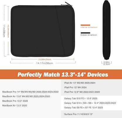 MoKo 9-11 Inch Tablet Sleeve Case, Fits New 11inch iPad Air M4/Pro M5, iPad A16 11", i-Pad 10/9/8/7th/Air 5/4th 10.9"/10.2", Tab S9/S8 11", Protective Bag Carrying Case with Pocket, Dark Gray
