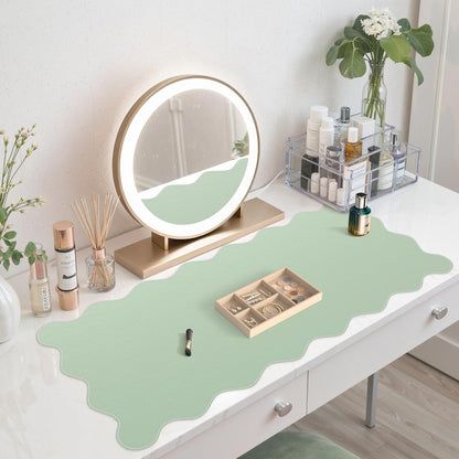 iCasso Pink Leather Desk Mat,Extra Large Scalloped Mouse Pad for Desktop,Waterproof PU Nail Table Mat,Cute Keyboard Mats for Women Girl,Non-Slip Desk Cover Mat for Office Home Dorm