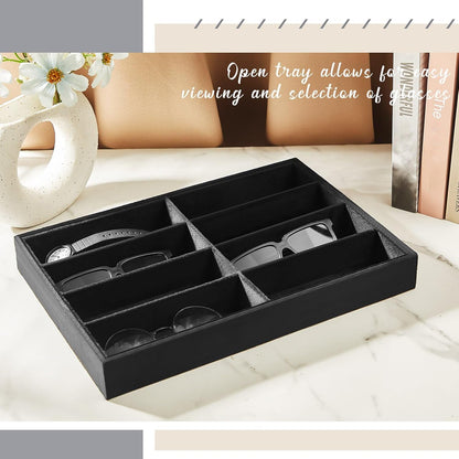Amylove 2 Pcs Sunglass Organizer Trays Glasses Stackable Jewelry Trays Sunglass Organizer Display Box(8 Grids,Beige)