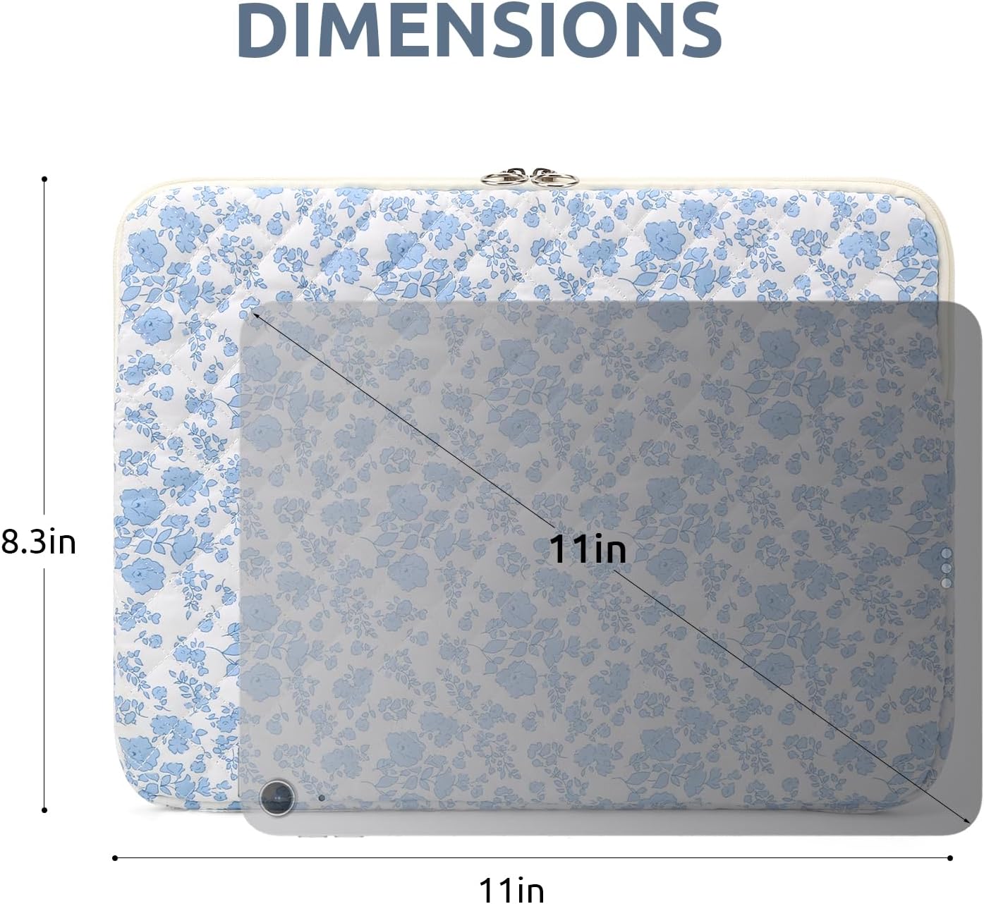Puffy Laptop Sleeve 13 Inch Cute Quilted Laptop Protective Case Padded Floral Computer Sleeve for MacBook (A-Blue, 13 Inch)